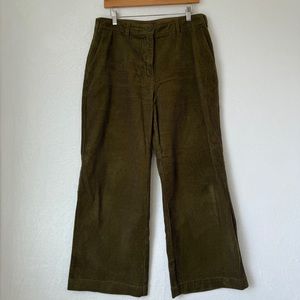 Seasalt Cornwall womens olive green casual corduroy wide leg pants size 10